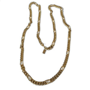Vintage MONET Twisted Figaro Long Chain Link Gold Tone Necklace Signed 29”L